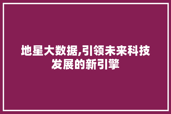 地星大数据,引领未来科技发展的新引擎