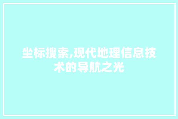 坐标搜索,现代地理信息技术的导航之光