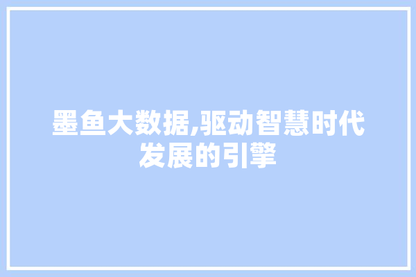 墨鱼大数据,驱动智慧时代发展的引擎