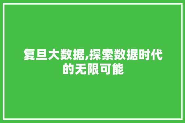 复旦大数据,探索数据时代的无限可能 文字写作