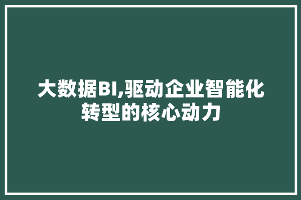 大数据BI,驱动企业智能化转型的核心动力 计算机