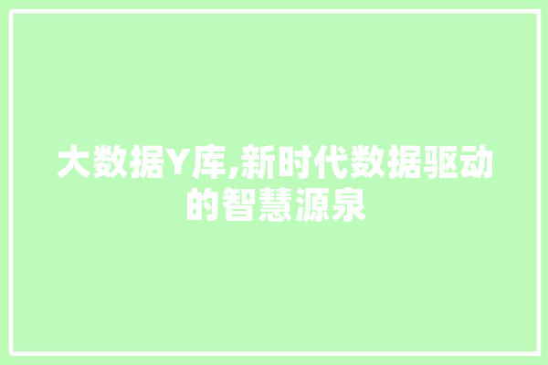 大数据Y库,新时代数据驱动的智慧源泉