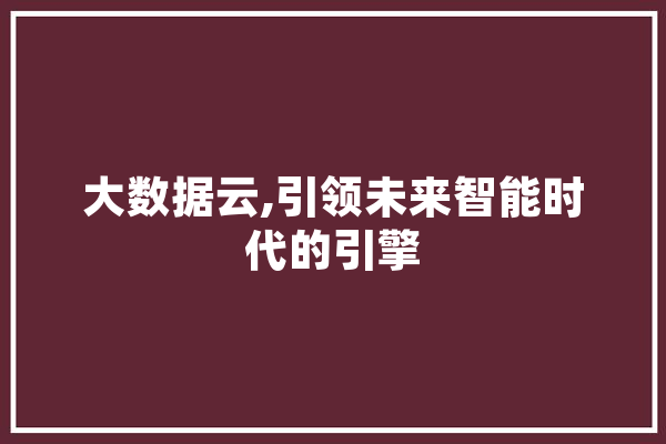 大数据云,引领未来智能时代的引擎