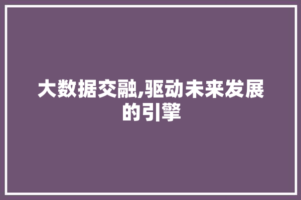 大数据交融,驱动未来发展的引擎 智能问答