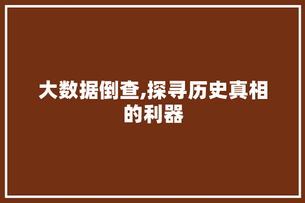 大数据倒查,探寻历史真相的利器