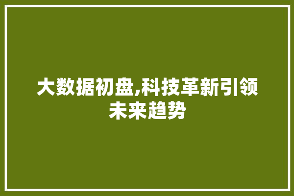 大数据初盘,科技革新引领未来趋势 绘影字幕