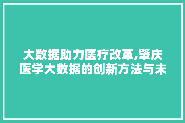 大数据助力医疗改革,肇庆医学大数据的创新方法与未来展望 云服务