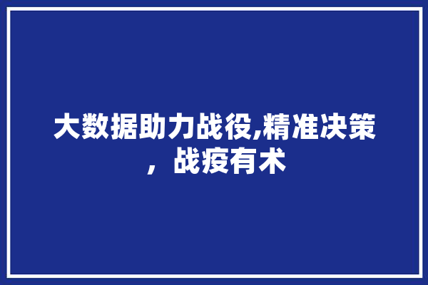 大数据助力战役,精准决策，战疫有术