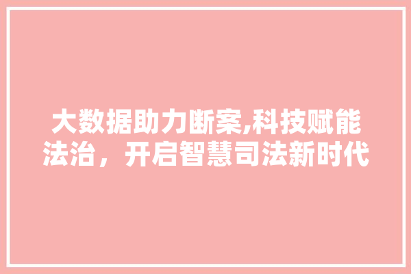 大数据助力断案,科技赋能法治，开启智慧司法新时代