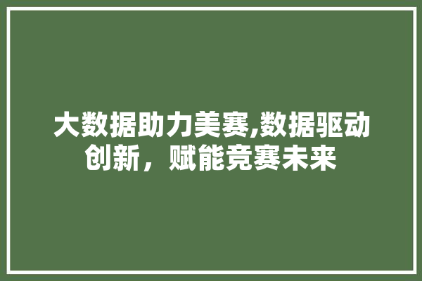 大数据助力美赛,数据驱动创新，赋能竞赛未来