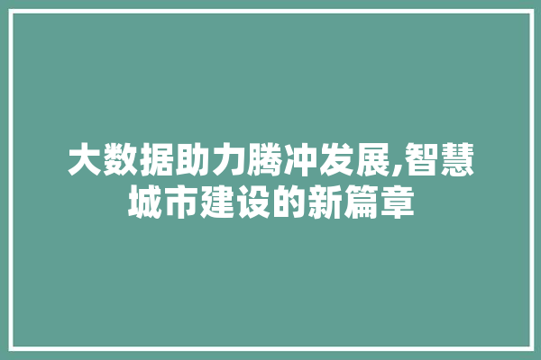 大数据助力腾冲发展,智慧城市建设的新篇章
