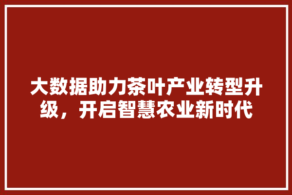 大数据助力茶叶产业转型升级，开启智慧农业新时代