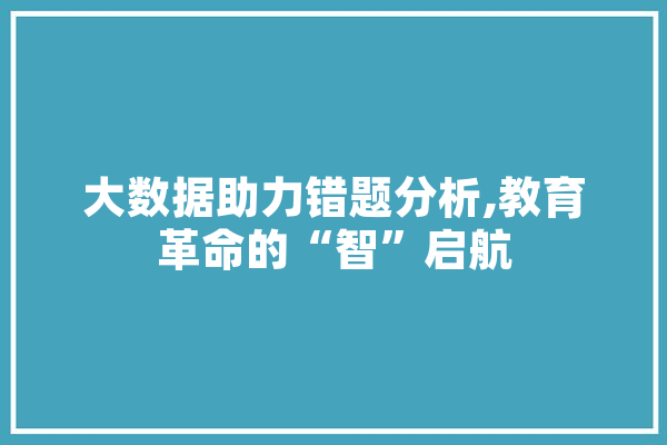 大数据助力错题分析,教育革命的“智”启航