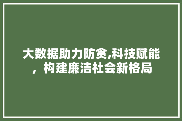 大数据助力防贪,科技赋能，构建廉洁社会新格局 科技快讯