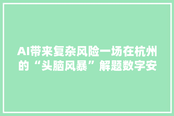 AI带来复杂风险一场在杭州的“头脑风暴”解题数字安然_数据_数字