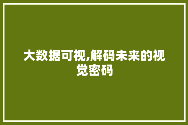 大数据可视,解码未来的视觉密码