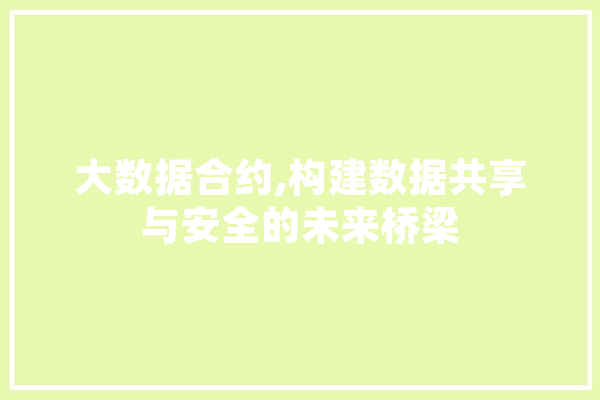 大数据合约,构建数据共享与安全的未来桥梁