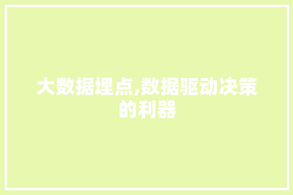 大数据埋点,数据驱动决策的利器