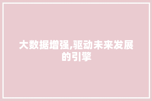 大数据增强,驱动未来发展的引擎