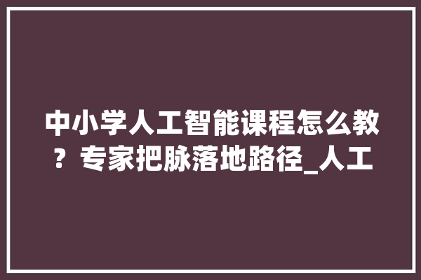 中小学人工智能课程怎么教？专家把脉落地路径_人工智能_课程