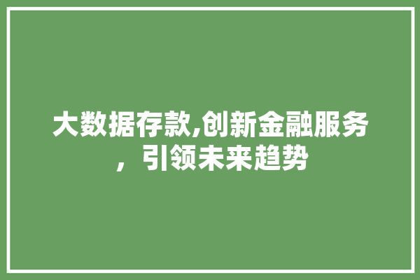 大数据存款,创新金融服务，引领未来趋势