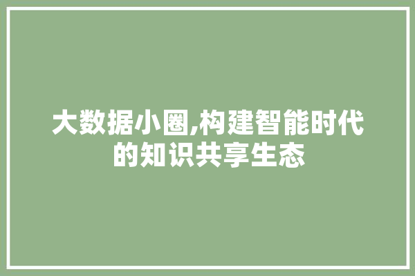 大数据小圈,构建智能时代的知识共享生态