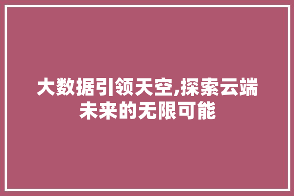 大数据引领天空,探索云端未来的无限可能 云服务