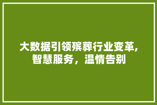 大数据引领殡葬行业变革,智慧服务，温情告别