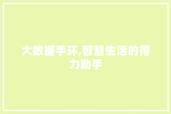 大数据手环,智慧生活的得力助手