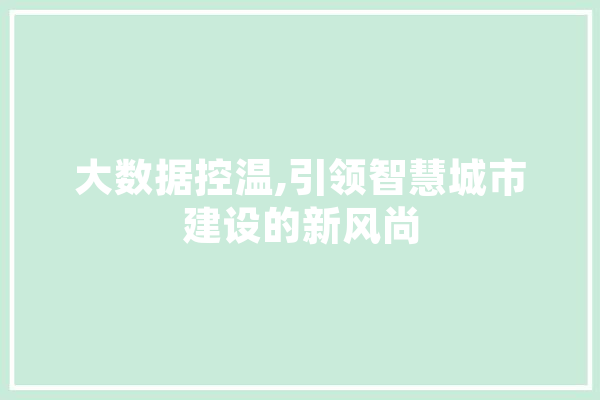 大数据控温,引领智慧城市建设的新风尚 绘影字幕