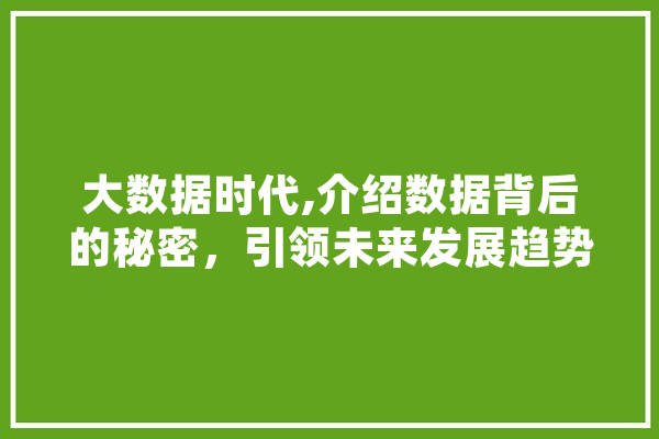 大数据时代,介绍数据背后的秘密，引领未来发展趋势 文字写作