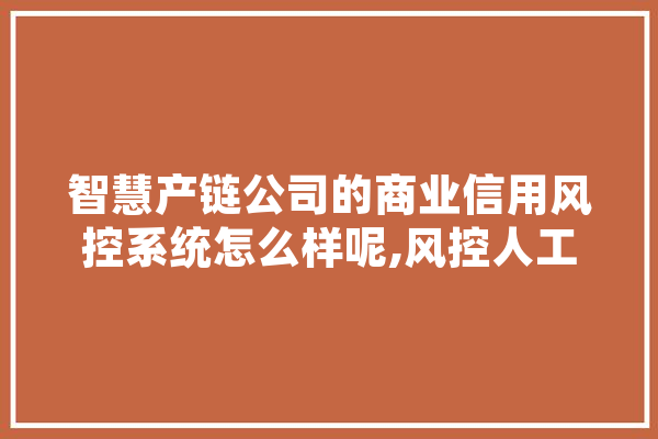 智慧产链公司的商业信用风控系统怎么样呢,风控人工智能英文缩写