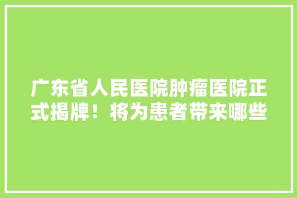 广东省人民医院肿瘤医院正式揭牌！将为患者带来哪些便利,放疗人工智能合作