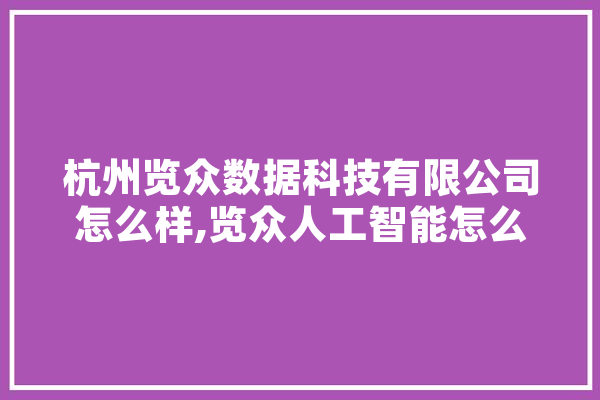 杭州览众数据科技有限公司怎么样,览众人工智能怎么样