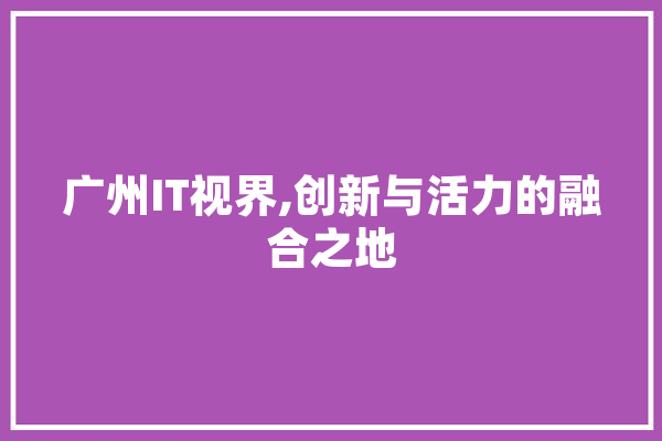 广州IT视界,创新与活力的融合之地