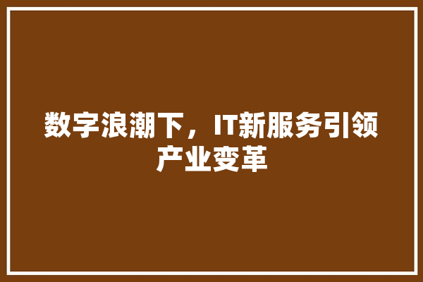 数字浪潮下，IT新服务引领产业变革