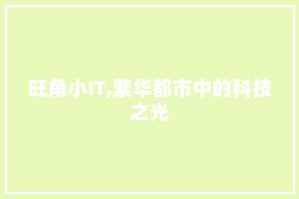 旺角小IT,繁华都市中的科技之光