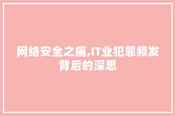 网络安全之痛,IT业犯罪频发背后的深思