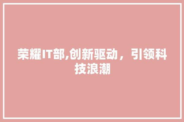 荣耀IT部,创新驱动，引领科技浪潮