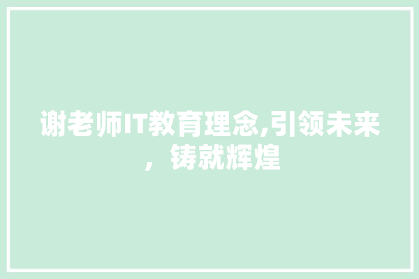 谢老师IT教育理念,引领未来，铸就辉煌