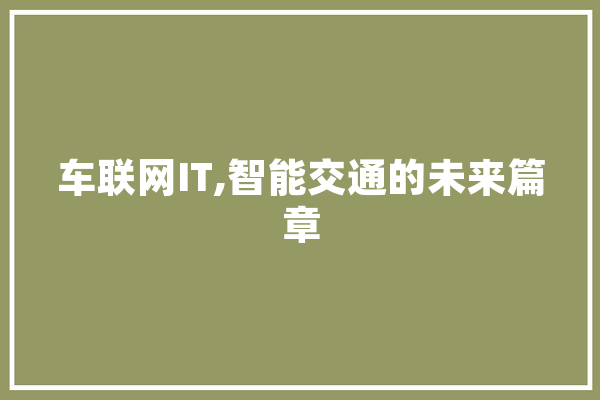 车联网IT,智能交通的未来篇章