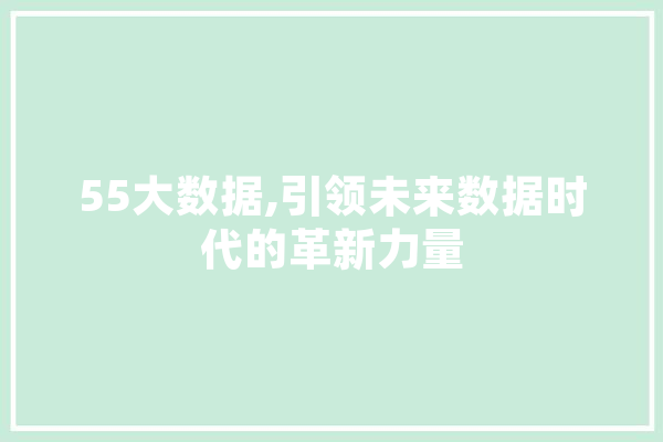 55大数据,引领未来数据时代的革新力量
