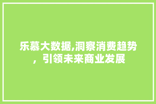 乐慕大数据,洞察消费趋势，引领未来商业发展