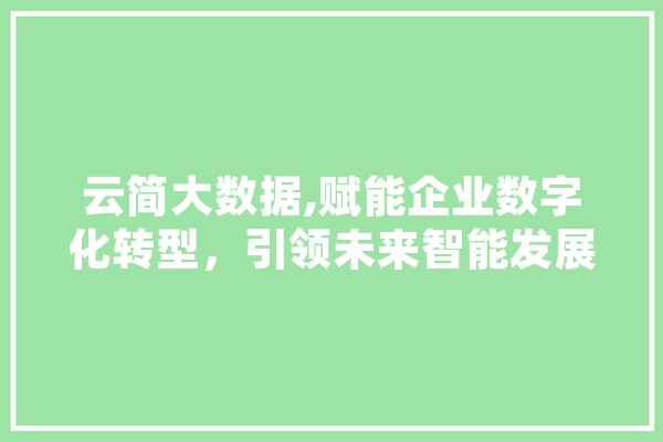 云简大数据,赋能企业数字化转型，引领未来智能发展 AI快讯