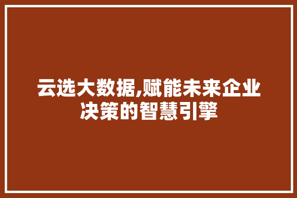 云选大数据,赋能未来企业决策的智慧引擎