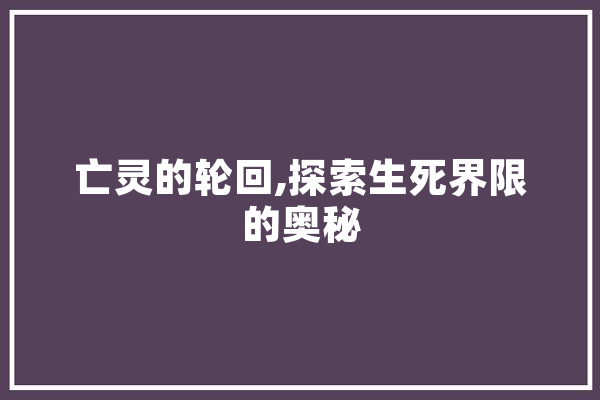 亡灵的轮回,探索生死界限的奥秘 智能问答