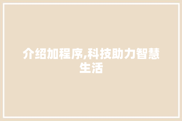 介绍加程序,科技助力智慧生活