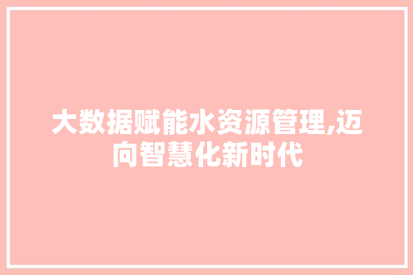 大数据赋能水资源管理,迈向智慧化新时代