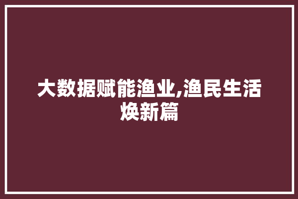 大数据赋能渔业,渔民生活焕新篇