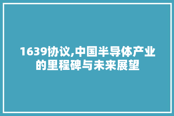 1639协议,中国半导体产业的里程碑与未来展望